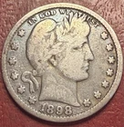 1898 Barber Quarter. Toned. Free Shipping