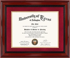 8.5x11 Diploma Degree Frame 11x14 or with Mat, Cherry / Red Gold Mat 