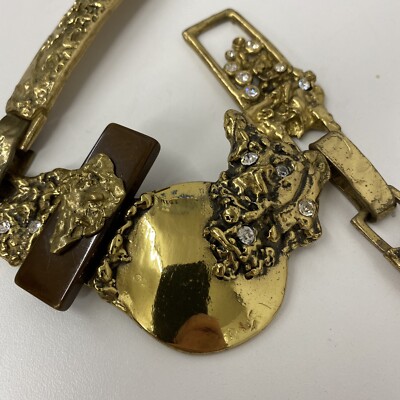 Vintage Repousse Gold Metal Belt Heavy Work of Art All Links 