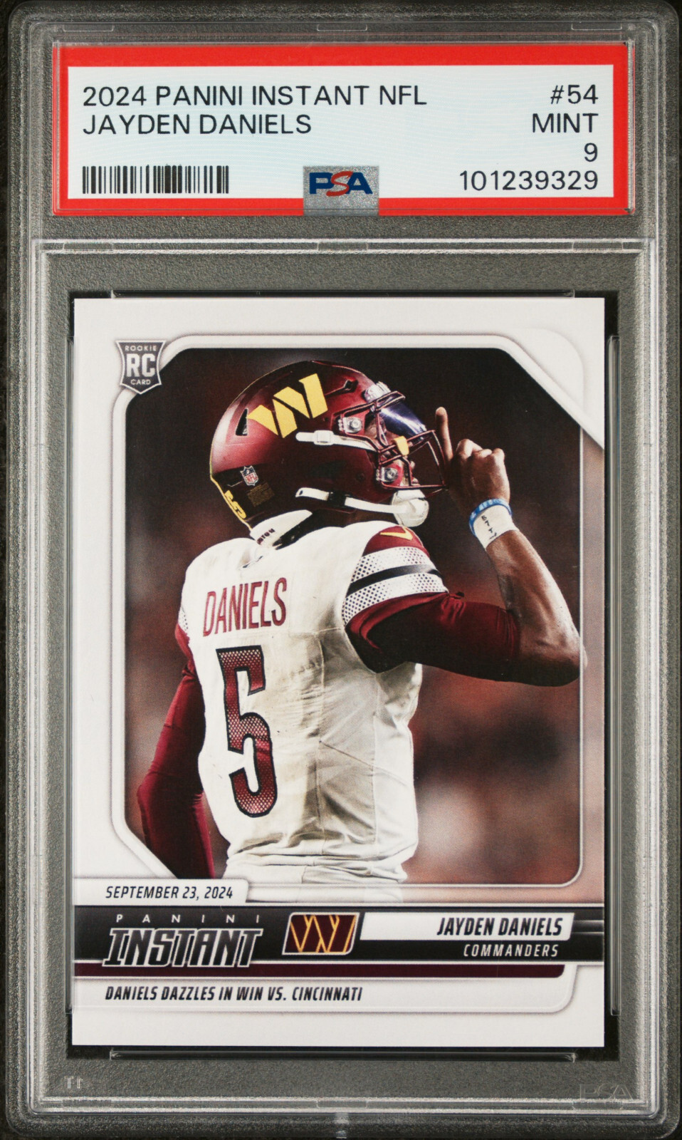 2024 Panini Instant Jayden Daniels Rookie PSA 9 Commanders MNF Win #54