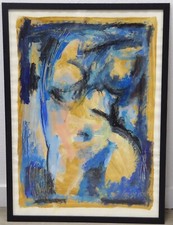 Mädchen Frau "Blauer Akt" 2015 expressiv 50x70cm Unikat!