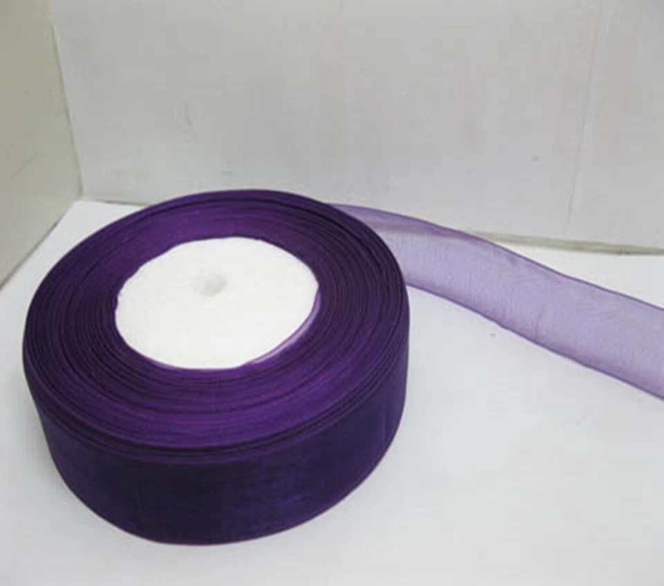 5Rolls X 50Yards Dark Purple Organza Ribbon 25mm - Image 3 of 3