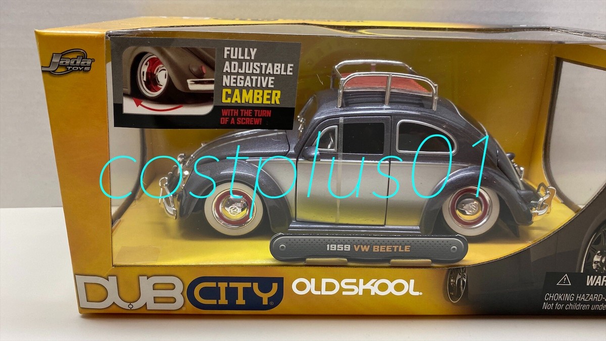 JADA DUB CITY OLDSKOOL 1959 VW BEETLE 1:24 GRAY 2T WITH RACK