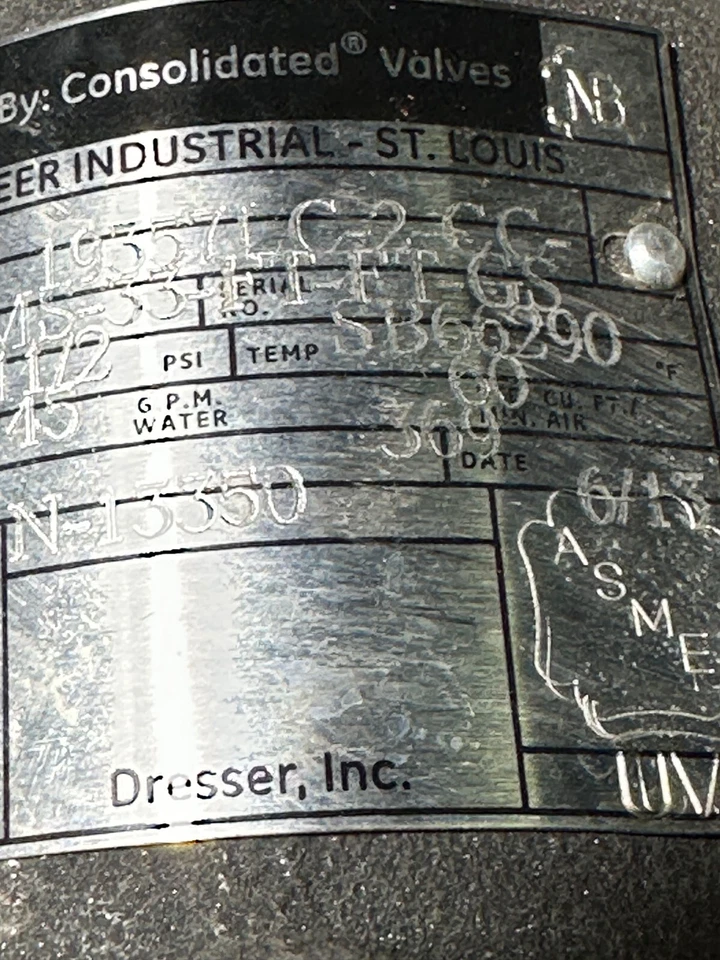 GE Consolidated 193571 C-2-CC-MS-33-FT-FT-GS Pressure Relief Valve 11/2" 45Psi - Image 4 of 4