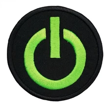 Power Button Embroidered Iron On Patch On Switch Off Switch PC Computer Emoji