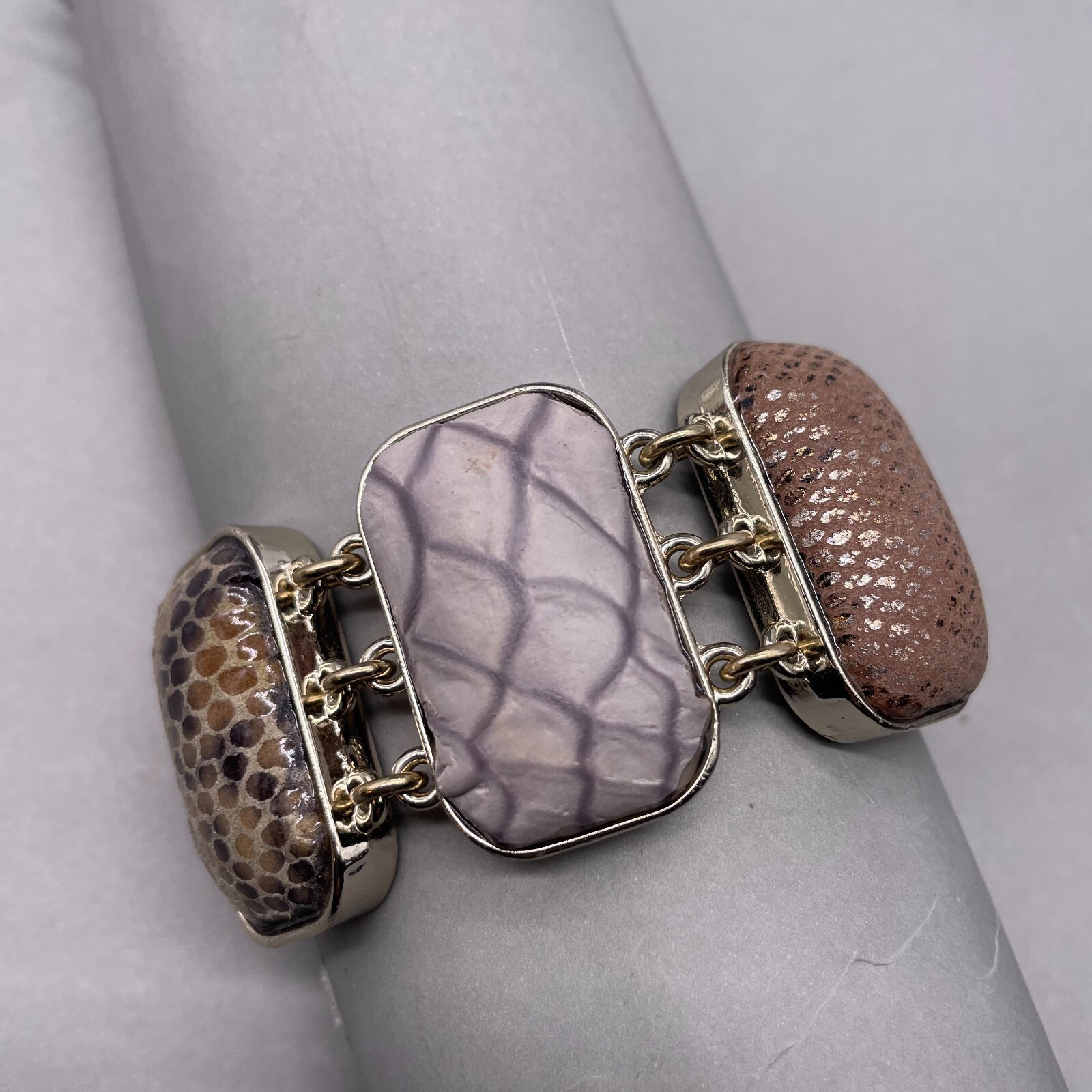 Animal Print Rectangular link Multi-Link Bangle B… - image 4