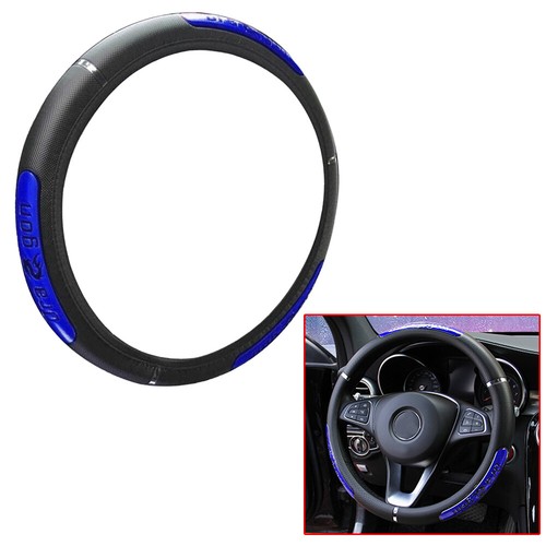 PU Leather Car Steering Wheel Cover Anti-slip Protective Accessory Black & Blue - Picture 6 of 12