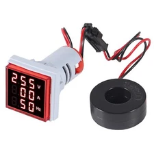3 in 1 60-500V 0-100A AC Digital Ammeter Voltmeter LED Digital Tube Screen Red