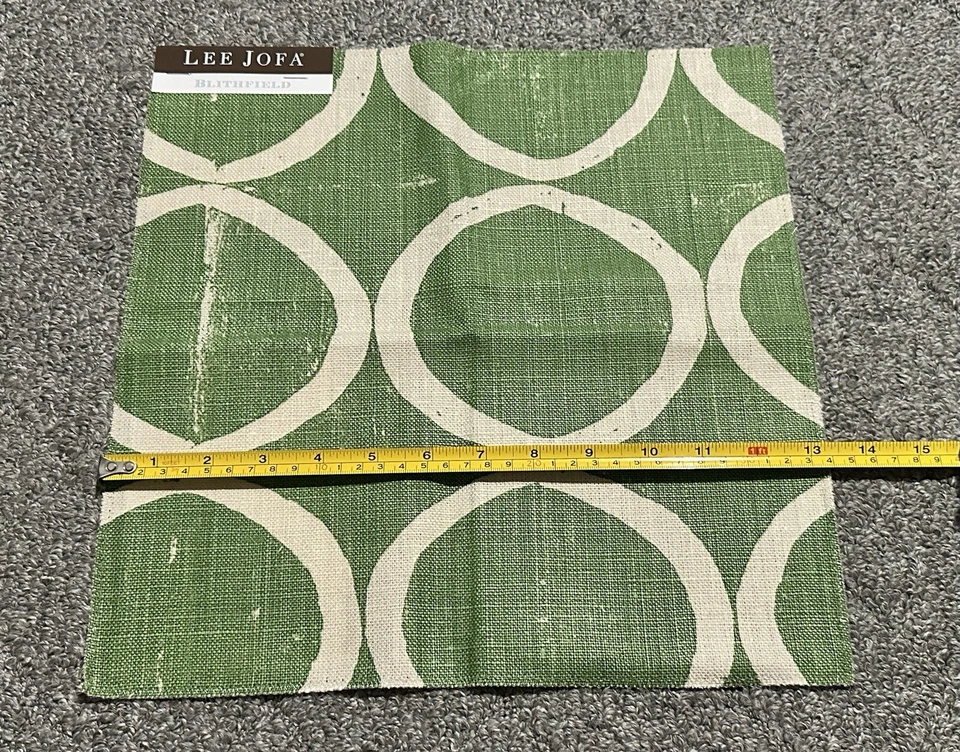 Lee Jofa Fabric Sample 13.25” Circles Forest Linen Green Blithfield Crafts - Image 4 of 4