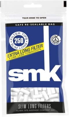 SMK Slim extra lange Filterspitzen - 6 mm Durchmesser - 22 mm lang - 6 Beutel à 250