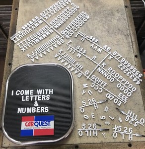 CarQuest Car Quest Snack Bar Menu Board Sign Plastic W/ Letters & Numbers Rare!