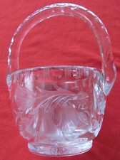Glas Obst Schale Korb Henkel massiv rund Dekor geschliffen geeist cristal&nbsp;