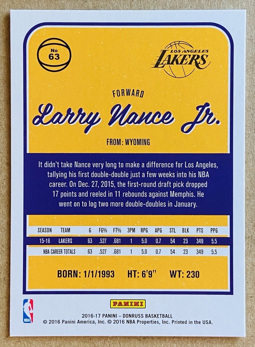2016-17 Panini Donruss - Larry Nance Jr. #63 Press Proof Silver