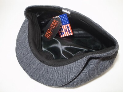 New York Hat Co Herringbone Newsboy Cap Grey size XL Made in USA