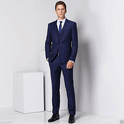 Men Blue Designer Wedding Grooms Tuxedo Dinner Casual Suit  (Jacket+Vest+Pants) | eBay