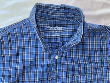 Eddie Bauer Legend Wash Mens Button Up Shirt Size M Classic Fit Blue Plaid