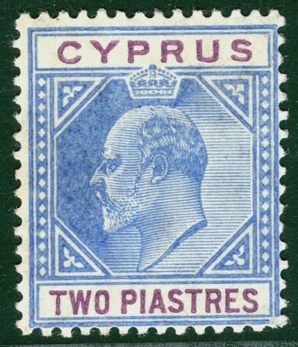 CYPRUS KEVII Stamp SG.65 2pi Blue & Purple (1904) Mint VLMM Cat £23 RBLUE29 - Picture 1 of 6