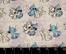 Tina SCRAP 9"x14" Lilo Stitch Friends Purple Love Hug Kiss Disney Cotton Fabric
