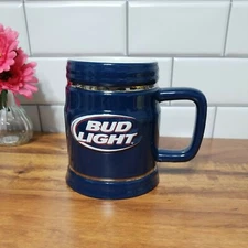 Bud Light Heavy Porcelain Beer Mug 24oz Blue Navy Cup