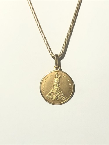 18k Yellow Gold Madonna Diloreto 20” Snake Chain Pendant Necklace-12.4g 750 Ital - Picture 15 of 24
