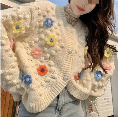 Women's 2022 Fashion Round Neck 3D Flowers Short Knitted Women's 2022 Fashion Round Neck 3D Flowers Short Knitted