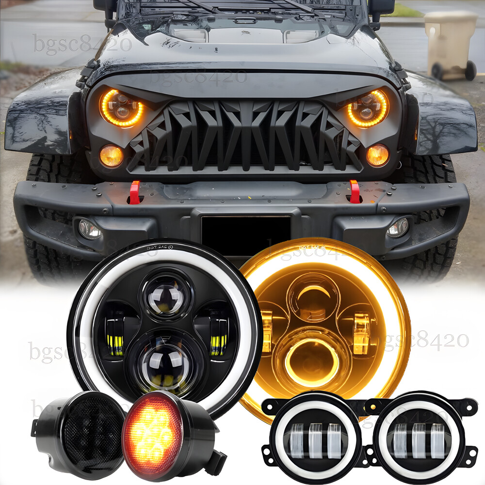 Jeep ラングラー JK LEDヘッドライト デイライト ウェルカムアクション For Jeep Wrangler JK JKU 2007-2018 Combo 7'' LED Headlights Turn