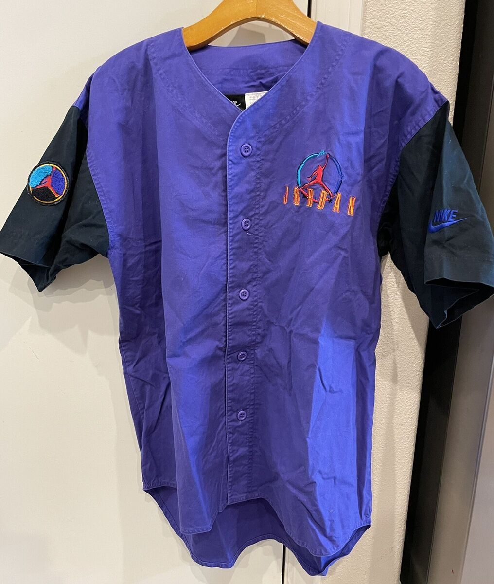 VINTAGE Rare 90s Nike Air Jordan Aqua 8 Baseball Jersey Mens VINTAGE Rare 90s Nike Air Jordan Aqua 8 Baseball Jersey Mens
