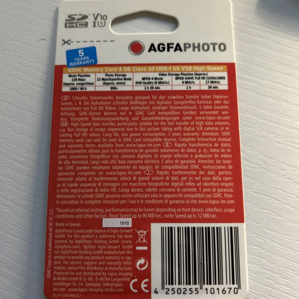 Pacote múltiplo de 10 Agfaphoto - Cartão de memória SDHC 4 GB - Novo - Imagem 3 de 3