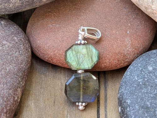 Labradorite and Sterling Silver Pendant, Artisan Labradorite Jewelry