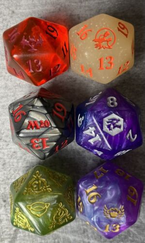 MTG Oversized D20 Spindown Life Counter Dice Magic the Gathering Lot of 6 - Picture 1 of 1