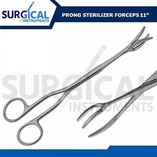3-Prong Sterilizer Forceps Surgical Sterilizing Aid 11" Stainless German Grade