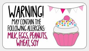 food allergy allergen warning pink bunting cup cake mini