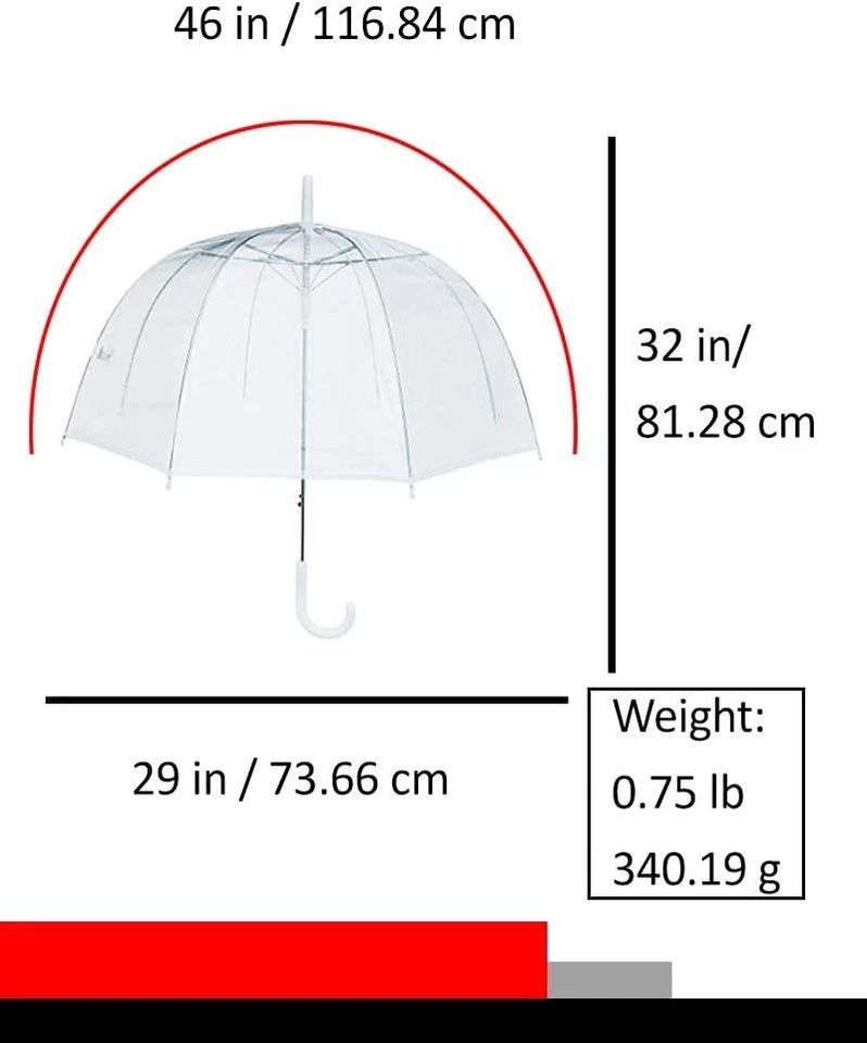 Sara Rain 46" Adulto Transparente Burbuja Paraguas Auto Abierto Moda Forma de Cúpula Foto 2 de 3