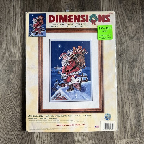 Dimensions Rooftop Santa 2002 Dimensions Stamped Cross Stitch Kit #8691 Rooftop Santa Claus ...