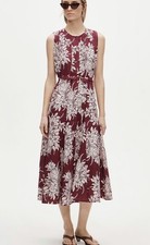 J CREW M TALL Seamed linen dress with removable belt in pineapple Print CV275