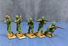 1971 Britains Deetail WWII US Army Infantry Lot of 5 PLUG ARMS Brown Base
