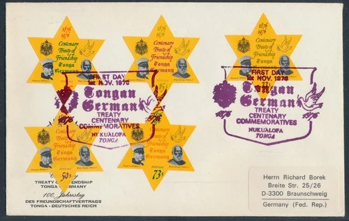 LS80561 Tonga 1976 to Germany treaty of friendship FDC used