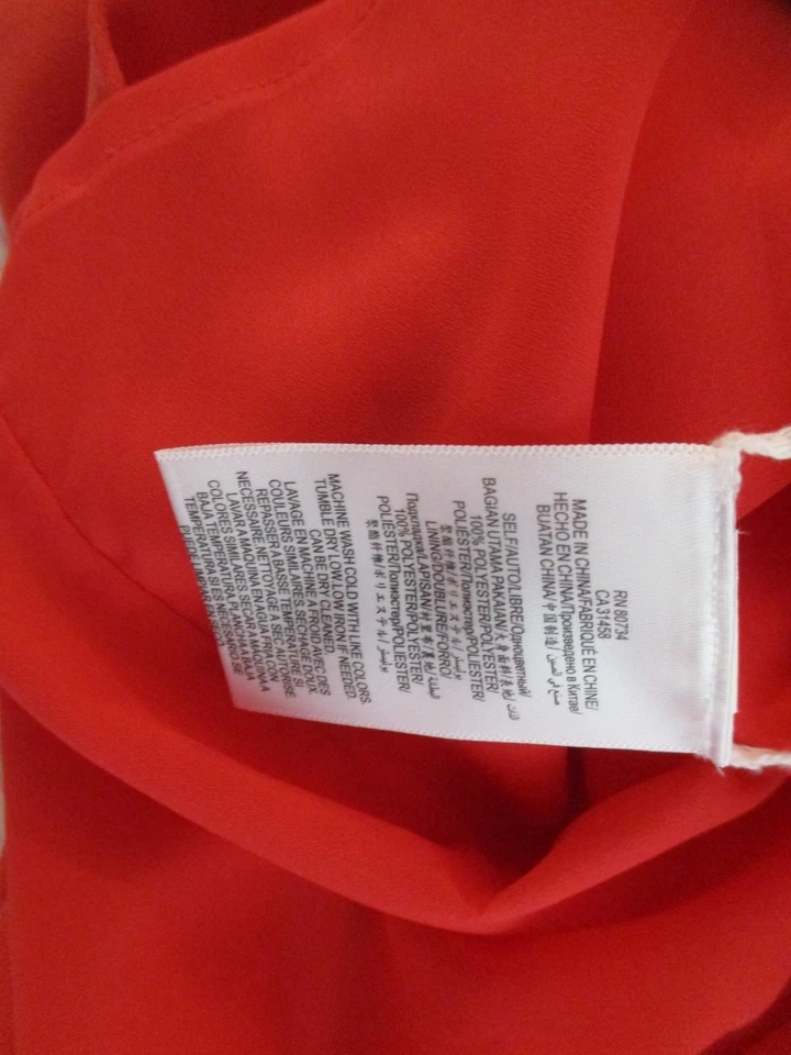 Vestido para mujer BCBG Maxazria talla 6 sin mangas rojo baya cuello en V Foto 4 de 4