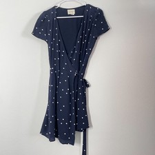 Sezane Wrap Dress Women 34 2 Blue Polka Dot Silk  Mini Classic Parisian Capsule