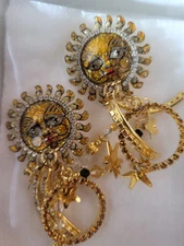 Lunch At The Ritz VTG Solar Loops Dangle Clip-on Earings