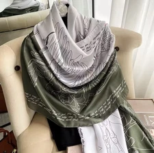 Scarf Elegant, Large Silk Soft,Floral, Long Shawl Neckerchief 180x90cm