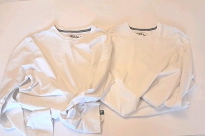 Eddie Bauer (LOT OF 2) Mens Sz L Tall Classic Fit White Long Sleeve Shirt Cuff 