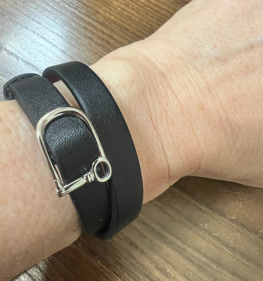 Keep Collective Black Leather Wrap Bracelet Silver Key Buckle Buckle Strength