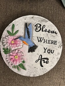 Bloom As You Are Stepping Stone, Bird Flower Garden Decor Brand New