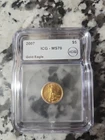 American Gold Eagle 2007-W $5 1/10oz Gold Coin. ICG Graded MS70.
