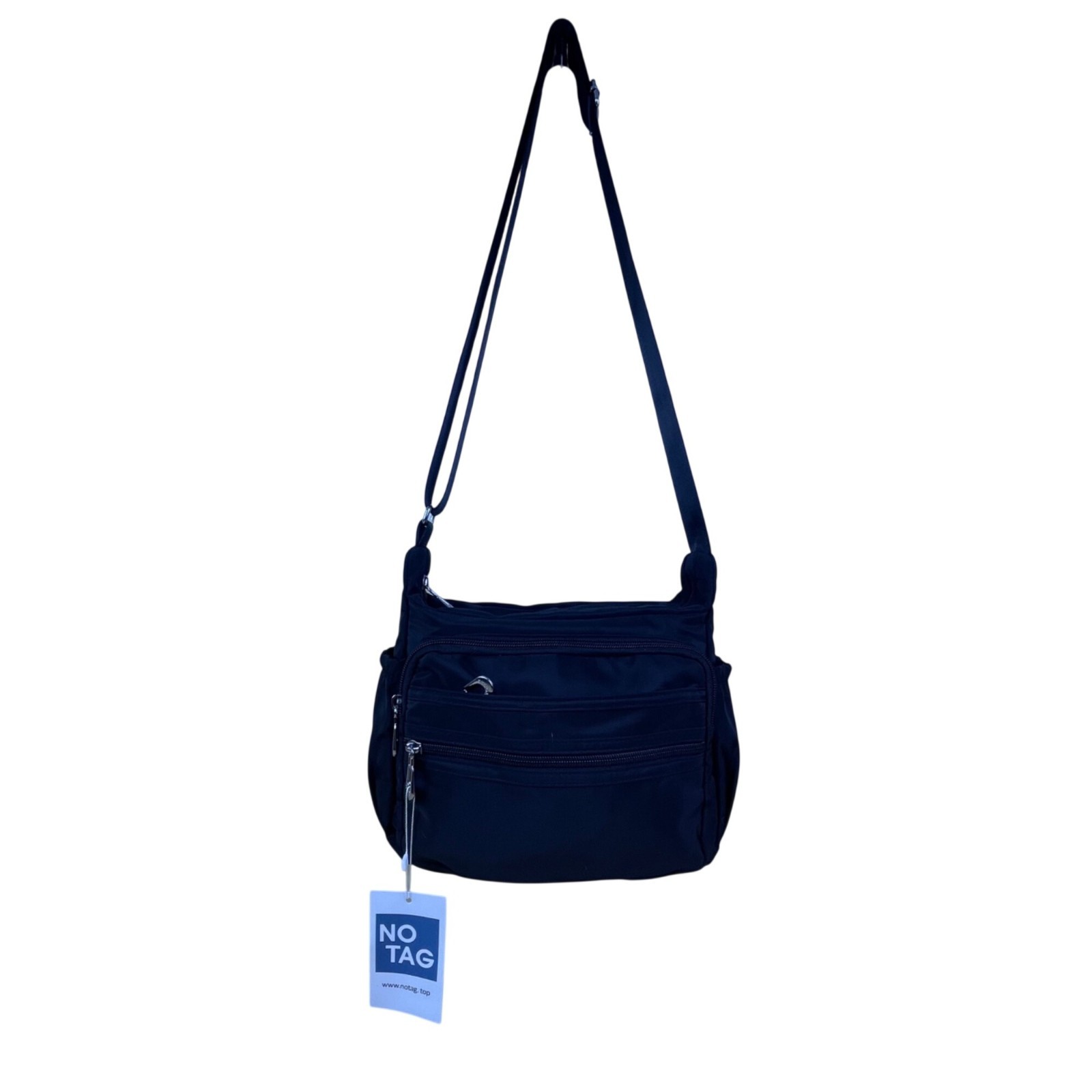 NoTag Women&rsquo;s Black Nylon Adjustable Strap Multiple Pocket