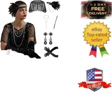 1920s Flapper Gatsby Accessories Set Fashion Roaring 20's Theme Set with Head...