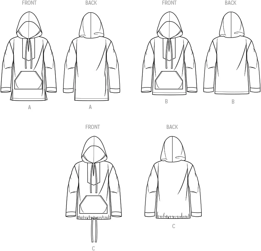 SS9759A Easy-To-Sew Children'S, Teens' and Adults' Hoodie Sewing Pattern Packet, - Image 3 of 4