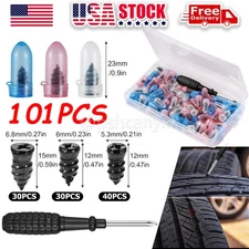 101PCS Car Tubeless Vacuum Tyre Puncture Repair Kit Screw Nails Tire Patch Plug