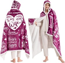 To My Wife Wearable Blanket Hoodie,Valentines Day Gifts for Her Wife Women From